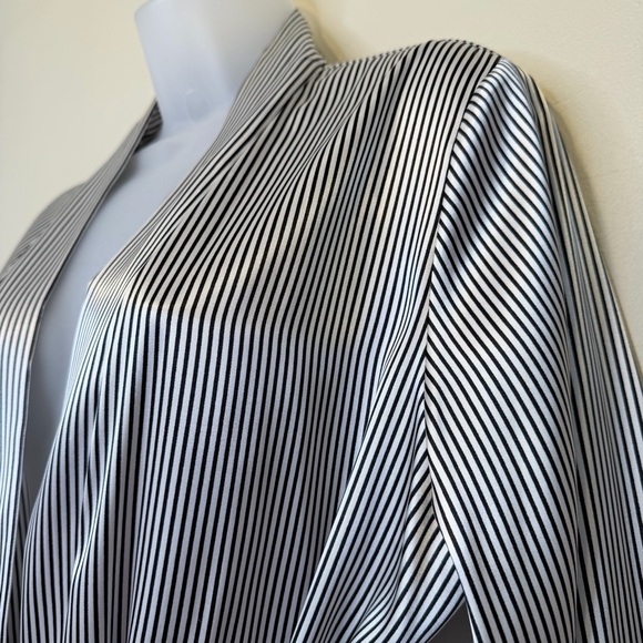 Apt. 9 | Striped Satin Lace Cuffs Open Front Belted Mini Robe - Picture 5 of 16